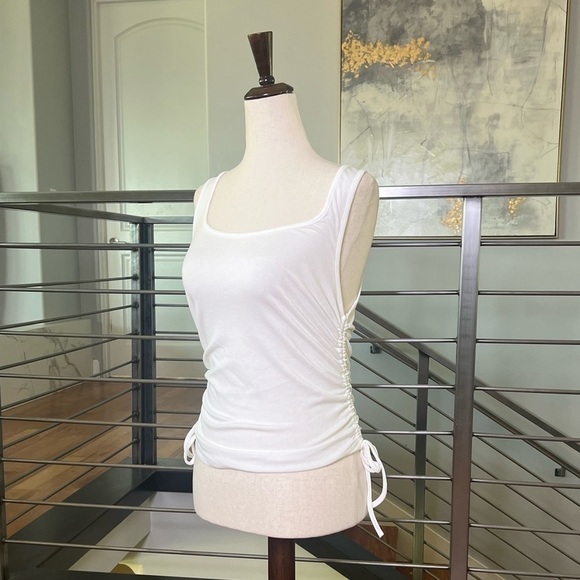 4th & Reckless Lindsay Ruched Tank in White - Picture 1 of 16